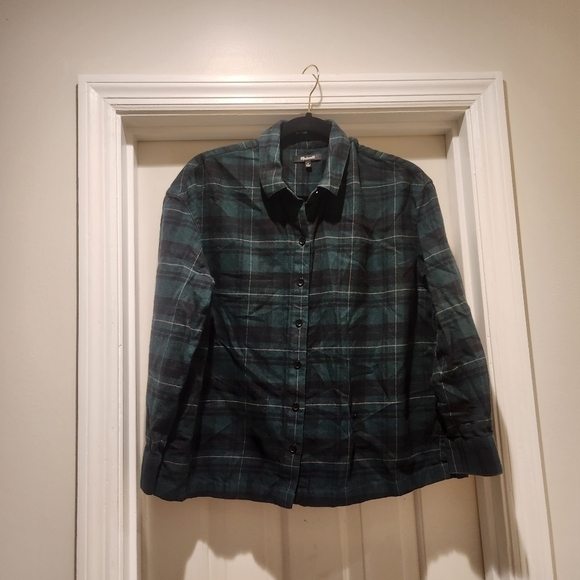 Madewell Tops - Madewell  Westlake Flannel Shirt in Green Deveny Plaid size small